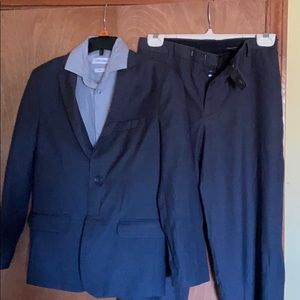 Boys Calvin Klein Suit Gray w/ Shirt Size 12/14